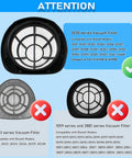 Three vacuum filters comparison showing fit for 2030 series vacuum models, compatible with 2030B, 2030J, 3346, 3346W.