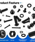 Solid As A Rock Heavy Duty Metric Hex Socket Button Head Screws Assortment Kit Including A Massive 2380 Piece Set Of Grade Ten Nine Alloy Steel Machine Bolts For M2 Through M5 features hex screws, nuts, and washers.
