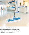 Heavy Duty 24 Inch Commercial Dust Mop With Long Swivel Handle For Wet And Dry Cleaning on a shiny floor.