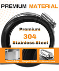 Heavy Duty 6 Inch No Hub Couplings 50 Pack 304 Stainless Steel DWV Pipe Connectors with flanged gasket and smooth edge.