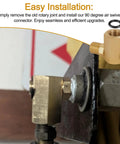 90 Degree Brass Air Swivel Fitting For Air Hose Reels, 1 Quarter FPT To 1 Quarter MPT Connector, Beefy 5000 PSI Sprung Swivel Joint For Heavy Duty Lines And Hoses installed on air hose reel