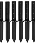 Heavy Duty Fence Post Repair Kit With Solid Steel Anchor Straighten Leaning 4x4 Wood Posts set of six black steel anchors