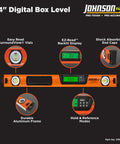 Digital Box Level 24 Inch With High Accuracy Plus 0.1 Degree Readout, Orange Construction Tool with backlit display and vials