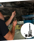 Mechanic using Heavy Duty Air Hammer Drift Set with Pin Punch and Rivet Kit for auto body repair under car