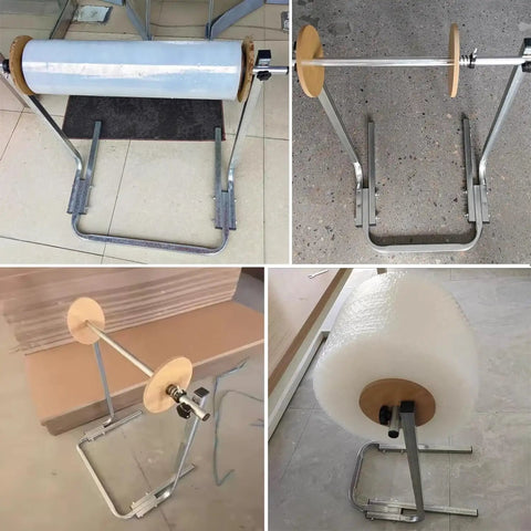 Heavy Duty Bubble Wrap Dispenser Built Like A Tank With Steel Frame Fits 60 70 And 80 Cm Rolls, showing vertical setup and quick swap core.