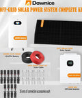 Top Shelf Off Grid Solar Power System Kit Featuring Forty Eight Volt Ten Kwh Lifepo4 Battery Bank Sixteen Fifty Five Watt Bifacial Panels Ten Kw Hybrid Inverter With Mppt Controller For 120 240Vac Home Backup Setup.