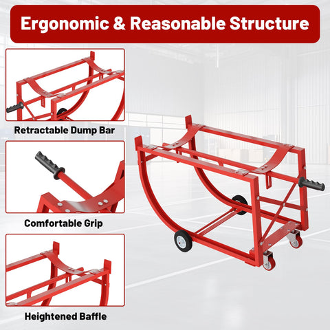 Heavy Duty Drum Dolly For 55 Gallon Barrels, 600 Pound Steel Cart With Smooth Glide Casters, Retractable Dump Lever And Comfort Grips showing ergonomic design and comfort grips.
