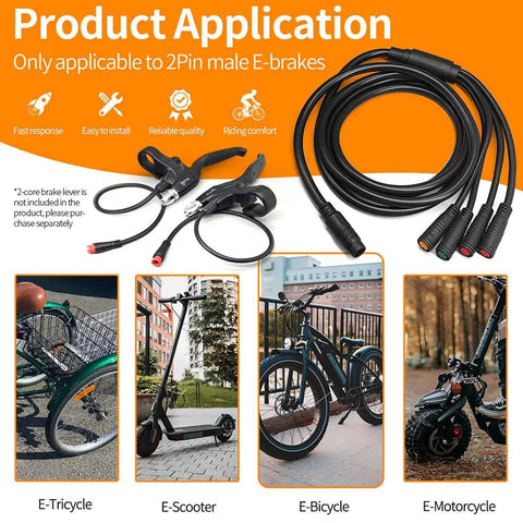 Electric Bike Cable 1 To 5 8 Pin Waterproof Ebike Connector Wire For Electric Bike Conversion Kit 150cm Length application
