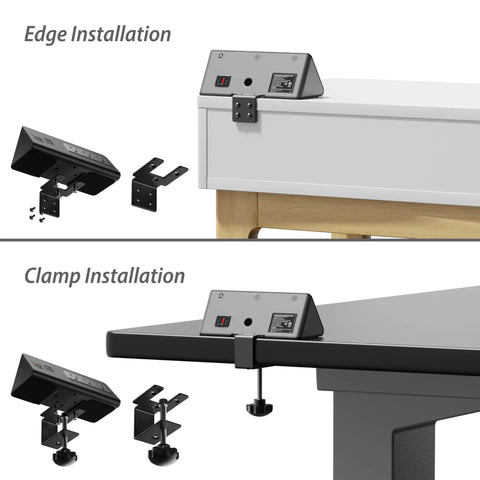 Desk Edge Clamp Power Strip With 15A 1875W Load USB C PD 30W Port 3 AC Outlets And 4 Fast Charging USB Ports installation