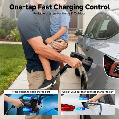 Heavy Duty Level 2 Ev Charger Brings Kickass Charging Juice With 40 Amp Output And Nine Point Six Kilowatt Power For 240 Volt Circuits Featuring SAE J1772 Plug for home charging.