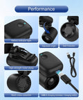Close-up of Featherlight Clip On Fan For Outdoor Cooling On The Go Ultra Lightweight 2oz USB C Rechargeable Portable Face Cooling
