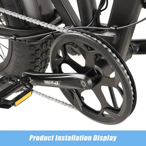 Universal 48T 52T Crankset For E Bikes With 170mm Aluminum Arm Tough Double Chain Guard on a bike installation