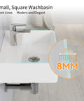 Small Bathroom Wash Basin Sink White 40x30x12cm｜Slim Ed & Sto Led Design top view with modern faucet and 8mm edge detail.