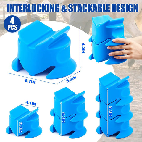 4 Pack Adjustable Jump Block Holders For Ponies, Mini Horses And Dogs Lightweight Equestrian Jump Rail Razers Training