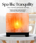 Himalayan Salt Lamp Rectangle In Natural Pink Rock With Wood Base Dimmable Cord Night Light on table for spa-like tranquility