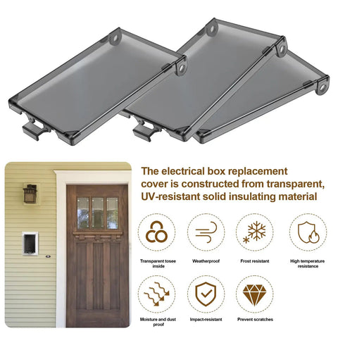 One Gang Vertical Recessed Outdoor Electrical Outlet Box Replacement Cover Featuring Clear Weatherproof Lens Compatible With Type 3R In Use Boxes set of three covers with transparent UV-resistant material.