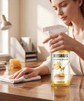 Natural Beeswax Furniture Polish Spray For Wood Tables And Cabinets Restores That Top Shelf Shine and helps to clean a wood table.