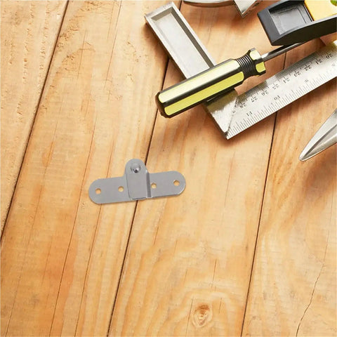 Heavy Duty Folding Hinge Kit For Tables And Ladders on wooden surface with tools, featuring iron chicken mouth style hinge.