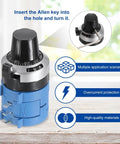 Two Pack 3590S-2 201L 200 Ohm Rotary Potentiometer with knob and Allen key illustration.