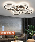 41.3 Inch Dimmable LED Ceiling Light With Remote Control in living room, black flush mount ring fixture for low ceilings