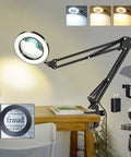 10X Magnifying Glass With Light And Clamp, Hands Free Magnifier Lamp With 72 LEDs on desk, showing multiple color modes