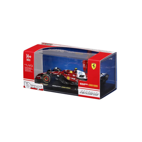 Ferrari 1:43 Die Cast 2025 Season Car With Helmet Hamilton 44 Display Ready Model in acrylic box with realistic graphics