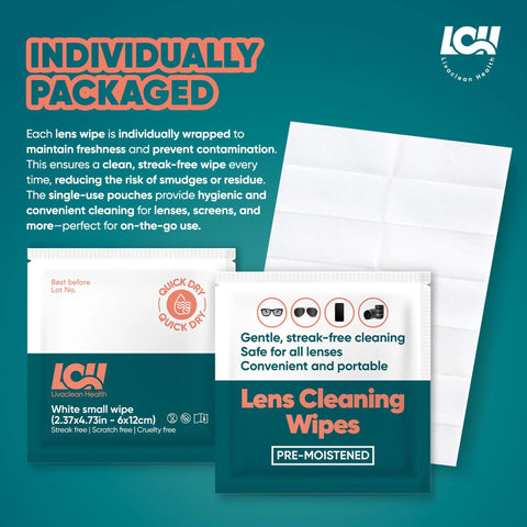 Lens Cleaning Wipes, pre-moistened and individually wrapped, 250-count for eyeglasses and screens