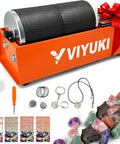 Double Drum 6Lb Rock Tumbler Kit With Rough Gemstones 8 Polishing Grits Jewelry Making Guide Learning Manual Bonus Supplies A Cool Gift For Adults And Collectors - includes orange rock tumbler, gemstones, grits, and accessories.