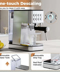 20 Bar Espresso Machine With Milk Frother Compact Stainless Steel Coffee Maker 57 Ounce Removable Water Tank Hot Water Function