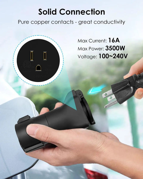 J1772 To Nema 5 15 Plug Adapter Cable For E Bikes Scooters And Electric Skateboards Portable EV Charging Converter in hand