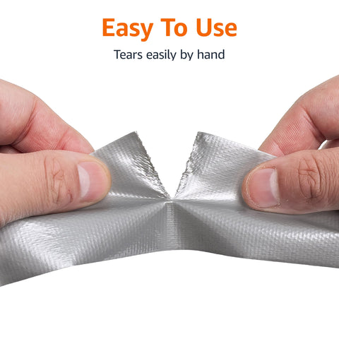 Heavy Duty Duct Tape With Extra Strong Adhesive For Sealing And Patching Tear By Hand 1.88in By 30yd Silver 3 Pack being torn by hand