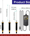 Hot Wire Foam Cutter Kit With 3-1 Electric Styrofoam Cutter Featuring Set Of 3 Cutting Pens measuring 4, 6, 8 inches with power adapter.