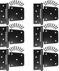 Heavy Duty Gate Hinges 6 Pack Black Iron 3.5 Inch Swing Door Hinges For Wood Shed Barn Fence Gates Screws Included Durable 1.2 Inch Thick Solid Steel Supports Up To 60 Lbs Per Gate Anti Corrosion Finish pictured with screws