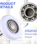 Close-up of nylon garage door roller, 24 Pack White Nylon Garage Door Rollers For 2 Inch Track Replacement Quiet High Load 6200ZZ