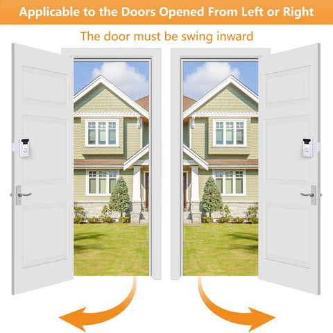 No Drill Video Doorbell Mount For Ring And Blink White Wedge Bracket Adapter installed on inward-swinging doors