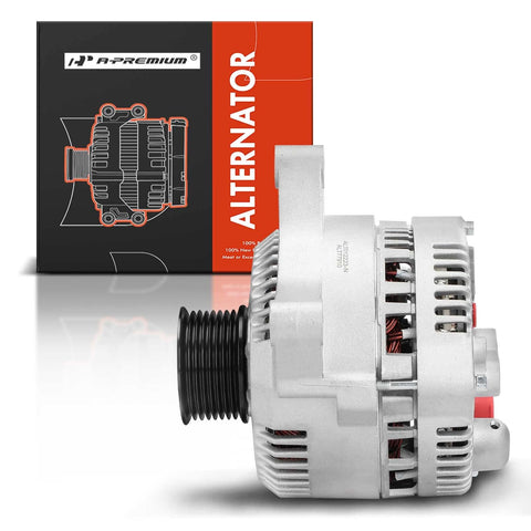 Side view of 130 Amp 12V Alternator Replacement With 8 Groove Pulley For Ford F150 F250 Expedition E Series And Lincoln Navigator