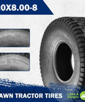 20x8.00-8 Lawn Mower Tires Set Of 2 Tubeless 4 Ply Riding Lawn Tractor Tires with 965 Lb Capacity Non Highway Replacement