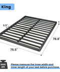 Heavy Duty King Box Spring 2 Inch Low Profile Metal Bed Base Featuring Dense Steel Slats That Support Up To 3000 Pounds dimensions 78.8x75.5 inches