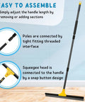 Built Tough 24 Inch Floor Squeegee With 60 Inch Extendable Handle for Concrete and Tile Floors, shown with assembly instructions