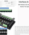 8-Channel Ethernet Relay Module with Modbus RTU TCP Protocol, PoE Powered, with LED indicators and industrial connectors.