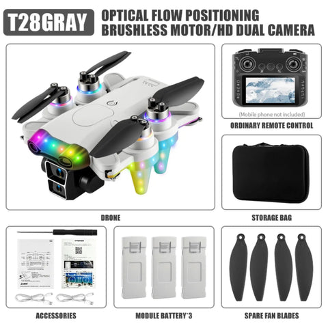 Beginner Friendly Kids Drone With Camera For Ages Eight To Twelve, LED Lights, 4.3 Inch FPV Screen Built In, Three Batteries