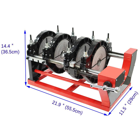 Four Clamp Pipe Fusion Welder Hand Crank Butt Fusion Welding Machine 110V Heavy Duty Pro Grade Piping Tool side view