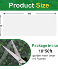 Ultra Fine Garden Netting 10x50ft Insect Barrier For Raised Beds And Crops, Mosquito And Bird Protection, shows mesh size and dimensions