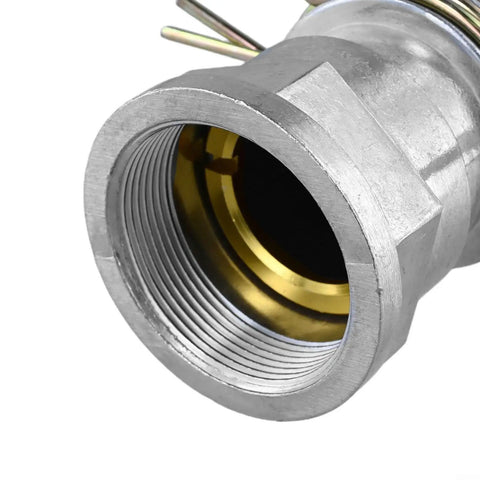 Close-up of aluminum alloy sprinkler head fitting for 2 Inch Irrigation Sprinkler With 360 Degree Spray Coverage For Big Lawns And Crops.