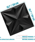 Dope 3D Star Textured PVC Wall Panels White Decor Tiles, 19.7 x 19.7 Inches, Embossed Black Design Detail, Easy Install
