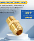 Brass Pipe Fittings Kit For Air Oil And LP Propane Systems DIY Friendly One Half Inch Male Flare To Three Eighths Inch Male NPT