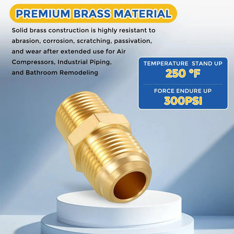 Brass Pipe Fittings Kit For Air Oil And LP Propane Systems DIY Friendly One Half Inch Male Flare To Three Eighths Inch Male NPT