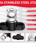 316 stainless steel stud with nylon base, shown on black insulated mount for marine or automotive use