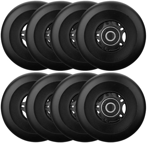 Black 8 Pack Inline Skate Replacement Wheels 68mm To 80mm With 24mm Width 85A Formula For Outdoor Asphalt And Indoor Floors With ABEC 9 Bearings