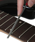 Using fret crowning file from All In One Luthier Tool Kit For Guitar Setup And Fret Work Pro Fret Leveling Beam 16 Inch Fret Crowning File End Dressing